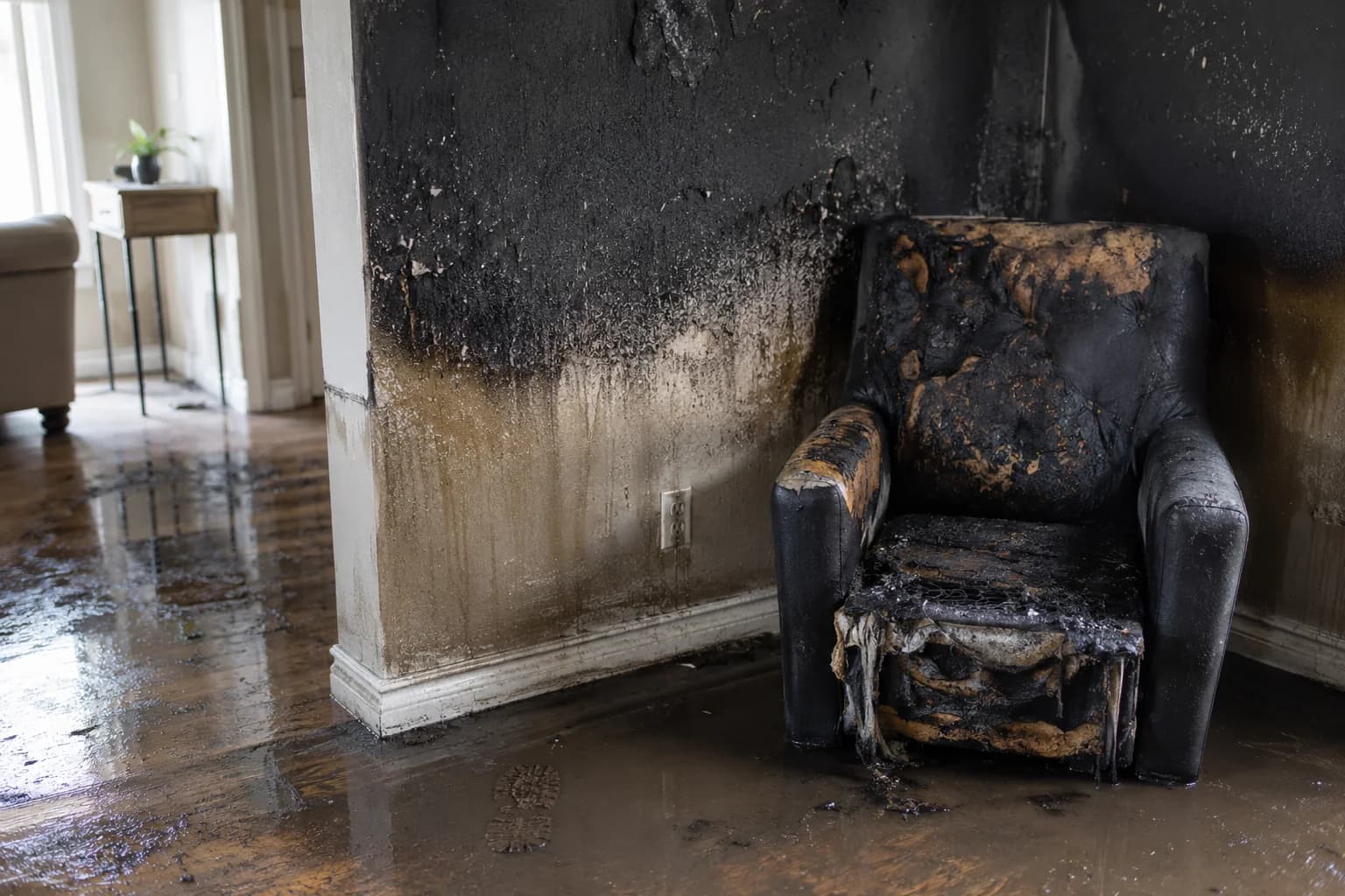 Illustration: Secondary Fire Damage: Why Water From Firefighting Causes Problems